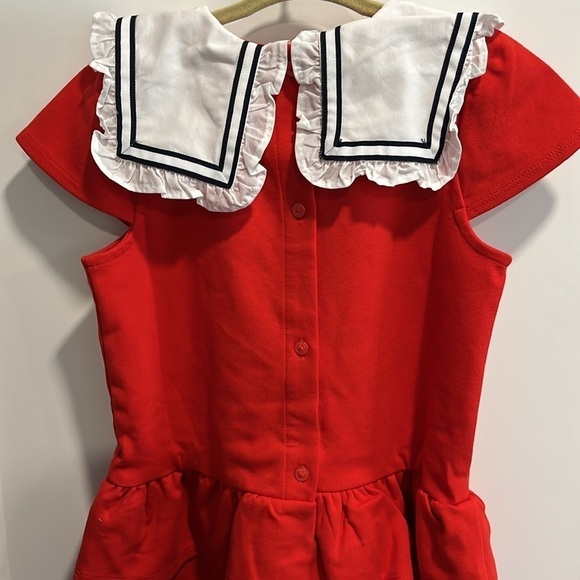 NWT Janie and Jack Girls Sailor Collar Ponte Dress Moto Red - Picture 5 of 8